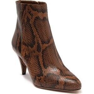 Boss Hugo Boss Womens Brown Carlye Snake‎ Embossed Leather Bootie  6.5